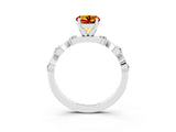 White gold Round Cut Citrine Solitaire Twisted Band with Round  Accents and Prong Setting_15