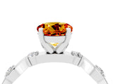 White gold Round Cut Citrine Solitaire Twisted Band with Round  Accents and Prong Setting_16
