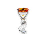 White gold Round Cut Citrine Solitaire Twisted Band with Round  Accents and Prong Setting_17