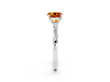 White gold Round Cut Citrine Solitaire with Side Baguettes and Channel Set Band_2