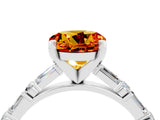 White gold Round Cut Citrine Solitaire with Side Baguettes and Channel Set Band_4