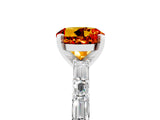 White gold Round Cut Citrine Solitaire with Side Baguettes and Channel Set Band_5
