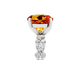 White gold Round Cut Citrine Solitaire with Side Stones, Pave Band, Four-Prong Setting_41