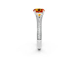 White gold Round Cut Citrine Split Shank Engagement Ring with Pavé Band_2