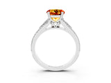White gold Round Cut Citrine Split Shank Engagement Ring with Pavé Band_3