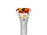 White gold Round Cut Citrine Split Shank Engagement Ring with Pavé Band_5