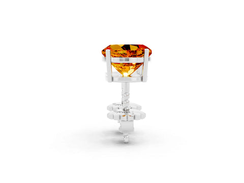 White gold Round Cut Citrine Stud Earrings_20
