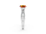 White gold Round Cut Citrine Three-Stone Ring with Pavé Split Shank and Four-Prong Setting_2