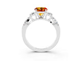 White gold Round Cut Citrine Three-Stone Ring with Pavé Split Shank and Four-Prong Setting_3