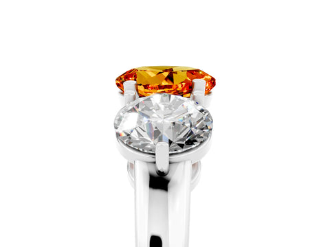White gold Round Cut Citrine Three-Stone Ring with Prong Setting and Classic Band_5
