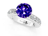 White gold Round Cut Cut Channel Set Diamond Engagement Ring with Four-Prong Setting_1
