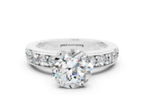 White gold Round Cut Cut Channel Set Diamond Engagement Ring with Four-Prong Setting