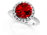 White gold Round Cut Cut Diamond Floral Halo Engagement Ring with Pavé Band and Prong Setting_1