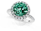 White gold Round Cut Cut Diamond Floral Halo Engagement Ring with Pavé Band and Prong Setting_1