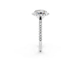 White gold Round Cut Cut Diamond Floral Halo Engagement Ring with Pavé Band and Prong Setting_2