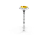 White gold Round Cut Cut Diamond Floral Halo Engagement Ring with Pavé Band and Prong Setting_2