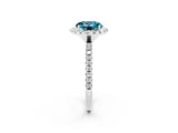 White gold Round Cut Cut Diamond Floral Halo Engagement Ring with Pavé Band and Prong Setting_2