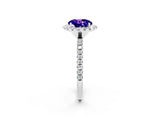 White gold Round Cut Cut Diamond Floral Halo Engagement Ring with Pavé Band and Prong Setting_2