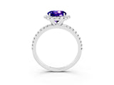 White gold Round Cut Cut Diamond Floral Halo Engagement Ring with Pavé Band and Prong Setting_3