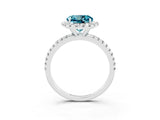 White gold Round Cut Cut Diamond Floral Halo Engagement Ring with Pavé Band and Prong Setting_3