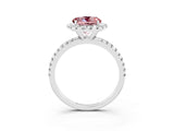 White gold Round Cut Cut Diamond Floral Halo Engagement Ring with Pavé Band and Prong Setting_3