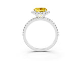 White gold Round Cut Cut Diamond Floral Halo Engagement Ring with Pavé Band and Prong Setting_3