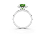 White gold Round Cut Cut Diamond Floral Halo Engagement Ring with Pavé Band and Prong Setting_3