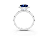 White gold Round Cut Cut Diamond Floral Halo Engagement Ring with Pavé Band and Prong Setting_3