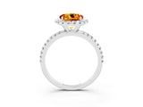 White gold Round Cut Cut Diamond Floral Halo Engagement Ring with Pavé Band and Prong Setting_3