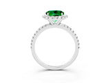 White gold Round Cut Cut Diamond Floral Halo Engagement Ring with Pavé Band and Prong Setting_3
