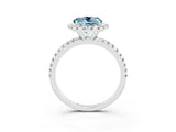 White gold Round Cut Cut Diamond Floral Halo Engagement Ring with Pavé Band and Prong Setting_3