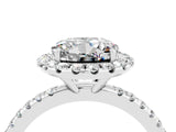 White gold Round Cut Cut Diamond Floral Halo Engagement Ring with Pavé Band and Prong Setting_4
