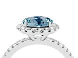 White gold Round Cut Cut Diamond Floral Halo Engagement Ring with Pavé Band and Prong Setting_4
