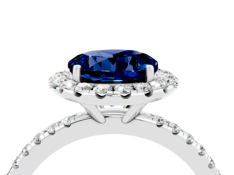 White gold Round Cut Cut Diamond Floral Halo Engagement Ring with Pavé Band and Prong Setting_4
