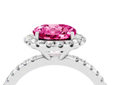 White gold Round Cut Cut Diamond Floral Halo Engagement Ring with Pavé Band and Prong Setting_4