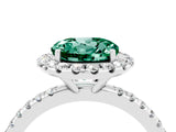 White gold Round Cut Cut Diamond Floral Halo Engagement Ring with Pavé Band and Prong Setting_4