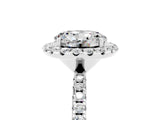 White gold Round Cut Cut Diamond Floral Halo Engagement Ring with Pavé Band and Prong Setting_5