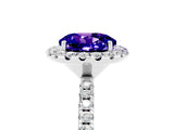 White gold Round Cut Cut Diamond Floral Halo Engagement Ring with Pavé Band and Prong Setting_5
