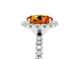 White gold Round Cut Cut Diamond Floral Halo Engagement Ring with Pavé Band and Prong Setting_5