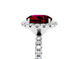 White gold Round Cut Cut Diamond Floral Halo Engagement Ring with Pavé Band and Prong Setting_5