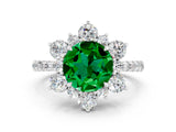White gold Round Cut Cut Diamond Floral Halo Pave Band with Prong Setting