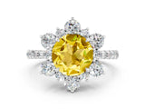 White gold Round Cut Cut Diamond Floral Halo Pave Band with Prong Setting