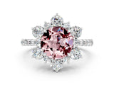 White gold Round Cut Cut Diamond Floral Halo Pave Band with Prong Setting