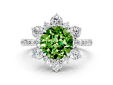 White gold Round Cut Cut Diamond Floral Halo Pave Band with Prong Setting