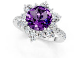 White gold Round Cut Cut Diamond Floral Halo Pave Band with Prong Setting_1