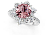 White gold Round Cut Cut Diamond Floral Halo Pave Band with Prong Setting_1