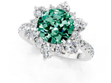 White gold Round Cut Cut Diamond Floral Halo Pave Band with Prong Setting_1