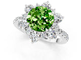 White gold Round Cut Cut Diamond Floral Halo Pave Band with Prong Setting_1