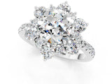 White gold Round Cut Cut Diamond Floral Halo Pave Band with Prong Setting_1
