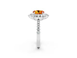White gold Round Cut Cut Diamond Floral Halo Pave Band with Prong Setting_2